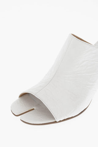 MM22 Wrinkled Effect Solid Color TABI Mules Heel 7cm