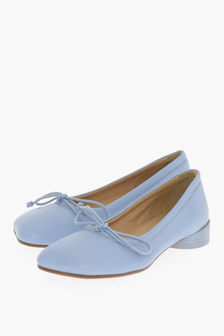 MM6 Solid Color Leather Ballet Flats