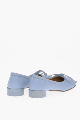 MM6 Solid Color Leather Ballet Flats
