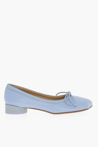 MM6 Solid Color Leather Ballet Flats