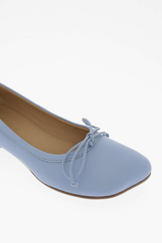 MM6 Solid Color Leather Ballet Flats