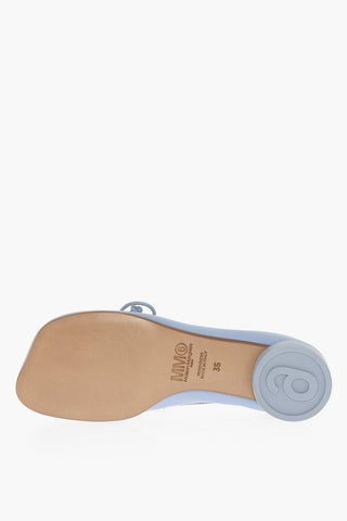 MM6 Solid Color Leather Ballet Flats