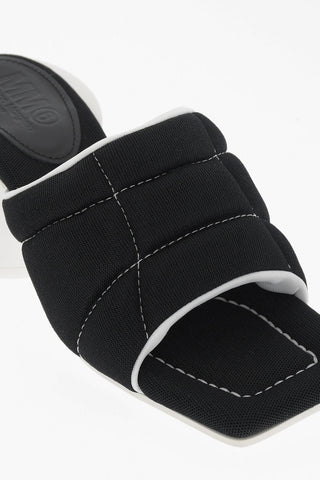 MM6 Square Toe Padded Fabric Mules Heel 7.5cm