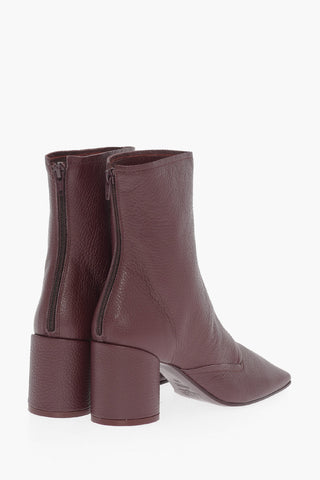 MM6 Stivaletti in Pelle Martellata con Punta Quadrata Tacco 7cm