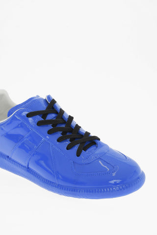 MM22 Patent Leather Low-Top Sneakers with Contrasting Laces