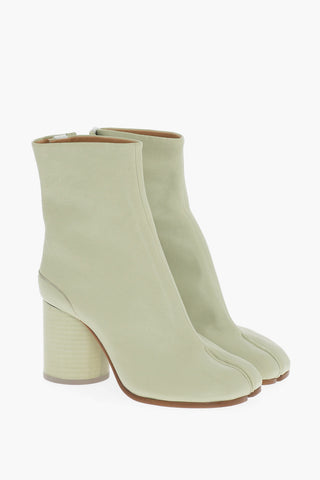 MM22 Leather TABI Ankle Boots with Wood Heel 7cm