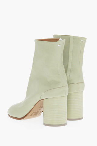 MM22 Leather TABI Ankle Boots with Wood Heel 7cm