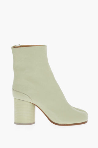MM22 Leather TABI Ankle Boots with Wood Heel 7cm