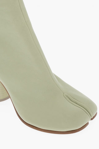 MM22 Leather TABI Ankle Boots with Wood Heel 7cm