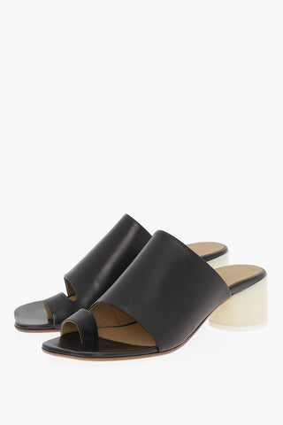 MM6 Leather Sandals with Lacquered Heel 5,5cm