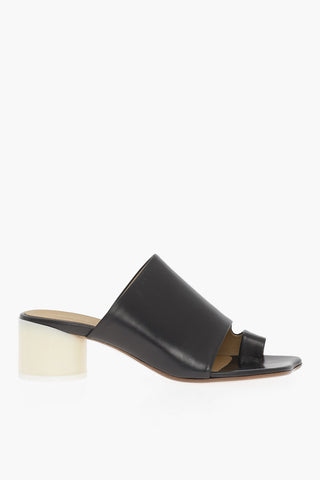 MM6 Leather Sandals with Lacquered Heel 5,5cm