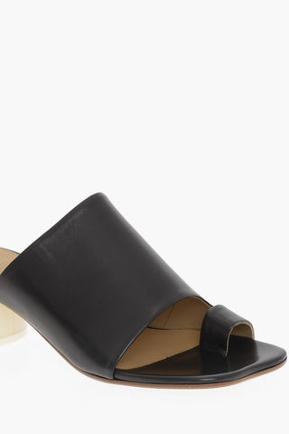 MM6 Leather Sandals with Lacquered Heel 5,5cm