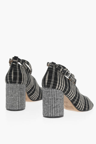 MM22 district Checked TABI Ankle Strap Pumps 8,5cm