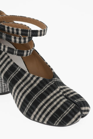 MM22 district Checked TABI Ankle Strap Pumps 8,5cm