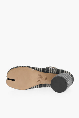 MM22 district Checked TABI Ankle Strap Pumps 8,5cm