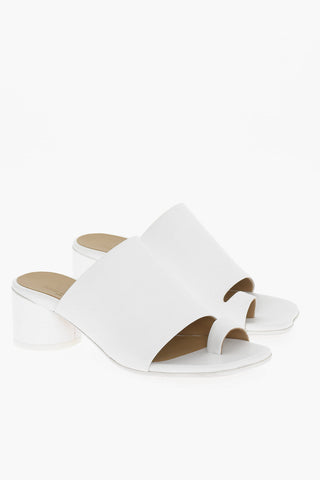 MM6 Leather Thong Sandals with Lacquered Heel 5cm