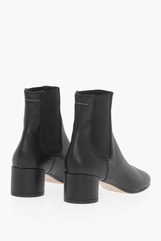 MM6 Leather and Fabric Chelsea Boots Heel 5cm