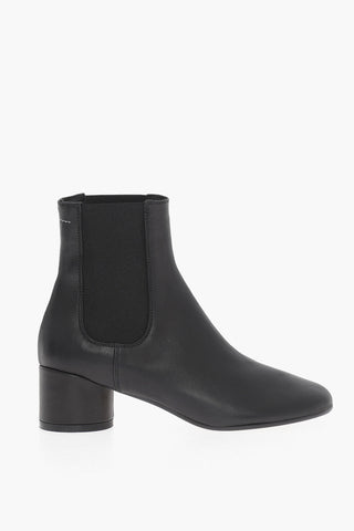 MM6 Leather and Fabric Chelsea Boots Heel 5cm