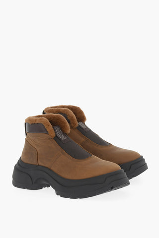MM22 Leather Slip-on Sneakers with Fur Inner