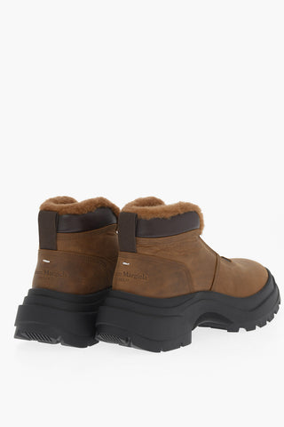 MM22 Leather Slip-on Sneakers with Fur Inner