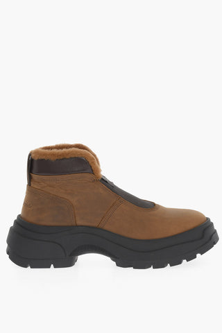 MM22 Leather Slip-on Sneakers with Fur Inner