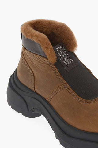 MM22 Leather Slip-on Sneakers with Fur Inner