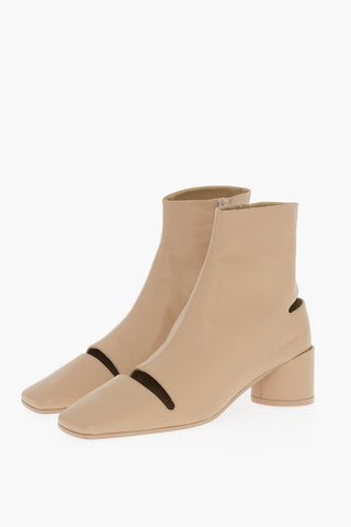 MM6 Leather Ankle Boots with Cut-Out Details 6cm