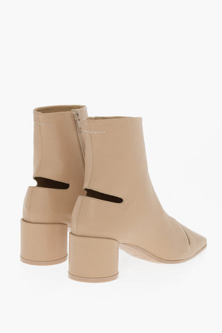 MM6 Leather Ankle Boots with Cut-Out Details 6cm