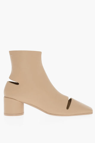 MM6 Leather Ankle Boots with Cut-Out Details 6cm