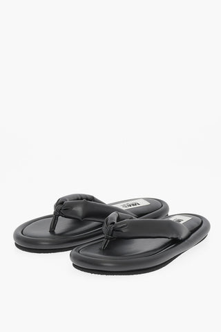 MM6 Solid Color Faux Leather Flip Flop