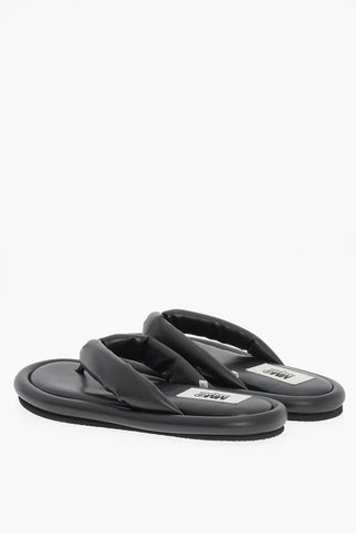 MM6 Solid Color Faux Leather Flip Flop