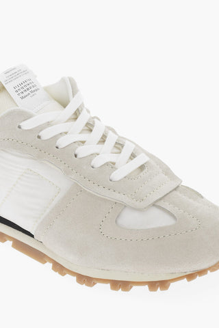 MM22 Two-tone Suede and Fabric Sneakers with Cut-Out Detail