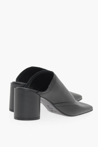 MM6 Mules in Pelle Martellata con Punta Quadrata Tacco 7.5cm