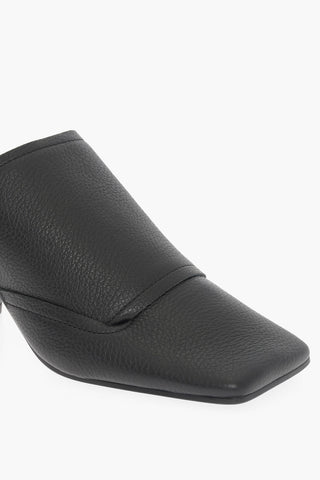 MM6 Mules in Pelle Martellata con Punta Quadrata Tacco 7.5cm