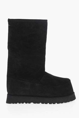 MM6 Suede Boots with Faux Fur Inner