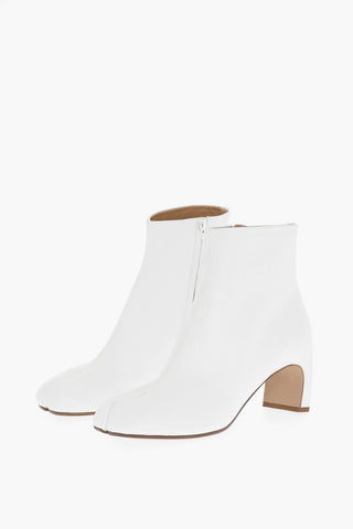 MM22 Leather TABI Ankle Boots with Zip Closure Heel 7cm