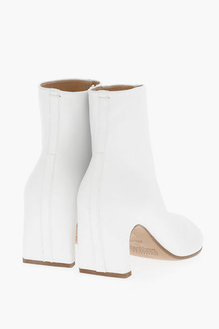 MM22 Leather TABI Ankle Boots with Zip Closure Heel 7cm