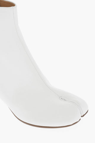 MM22 Leather TABI Ankle Boots with Zip Closure Heel 7cm