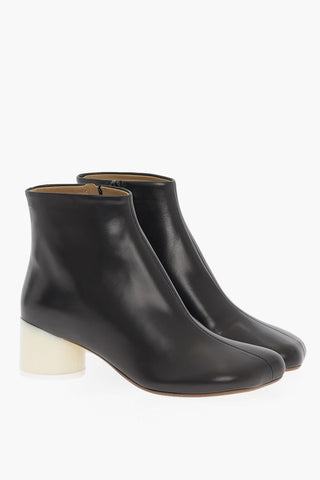 MM6 Leather Ankle Boots with Contrasting Heel 5cm