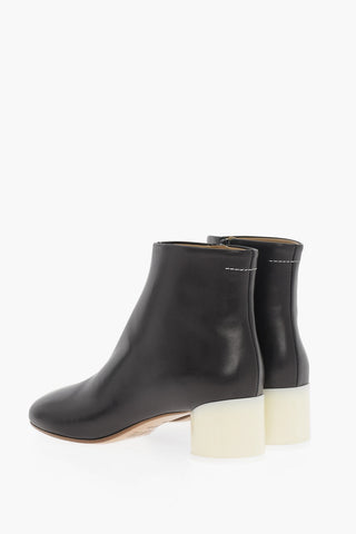 MM6 Leather Ankle Boots with Contrasting Heel 5cm