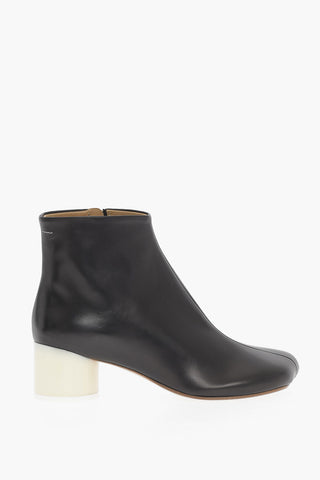 MM6 Leather Ankle Boots with Contrasting Heel 5cm