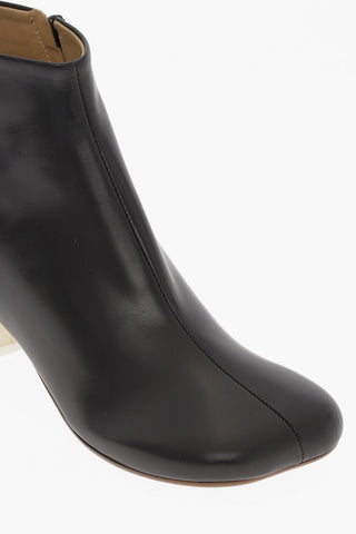 MM6 Leather Ankle Boots with Contrasting Heel 5cm