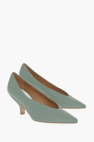 MM22 Textured Leather Pumps with Point Toe 6cm