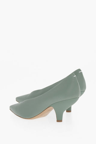 MM22 Textured Leather Pumps with Point Toe 6cm