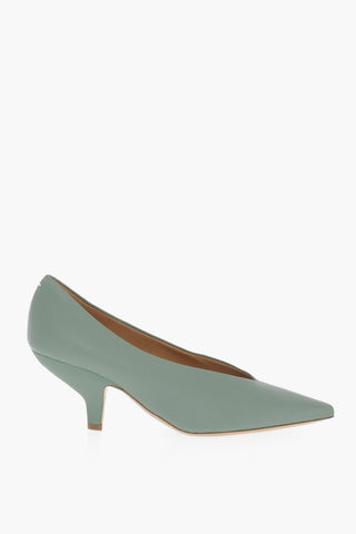 MM22 Textured Leather Pumps with Point Toe 6cm