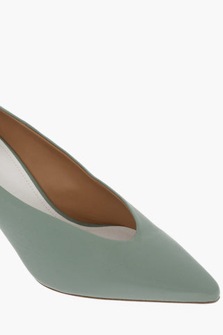 MM22 Textured Leather Pumps with Point Toe 6cm