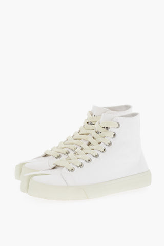 MM22 Cotton High-Top TABI Sneakers with Ton-On-Ton Laces