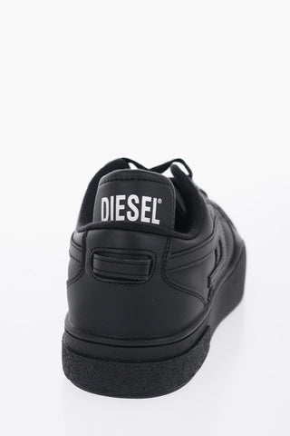 Solid Color Leather S-UKIYO Low Top Sneakers with Silver-Tone Detail
