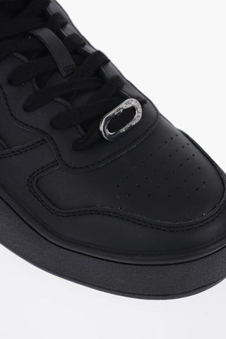 Solid Color Leather S-UKIYO Low Top Sneakers with Silver-Tone Detail