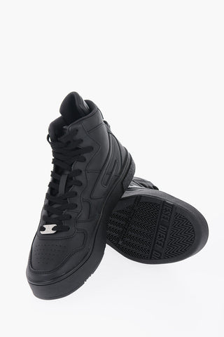 Solid Color Leather S-UKIYO High-Top Sneakers